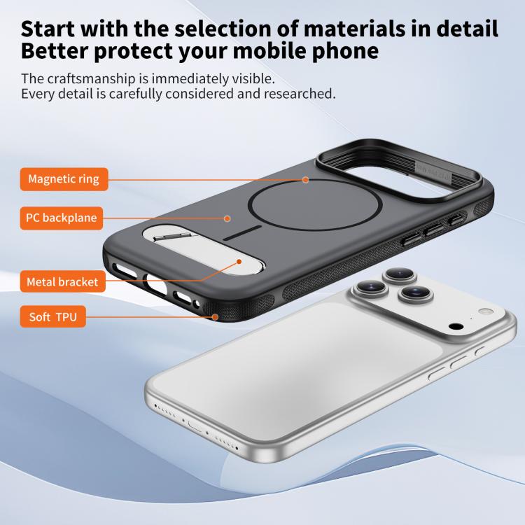 For iPhone 17 Pro Two-colors Imitation Original Magnetic Phone Case with Holder