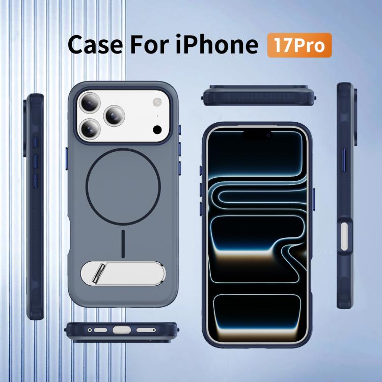 For iPhone 17 Pro Two-colors Imitation Original Magnetic Phone Case with Holder