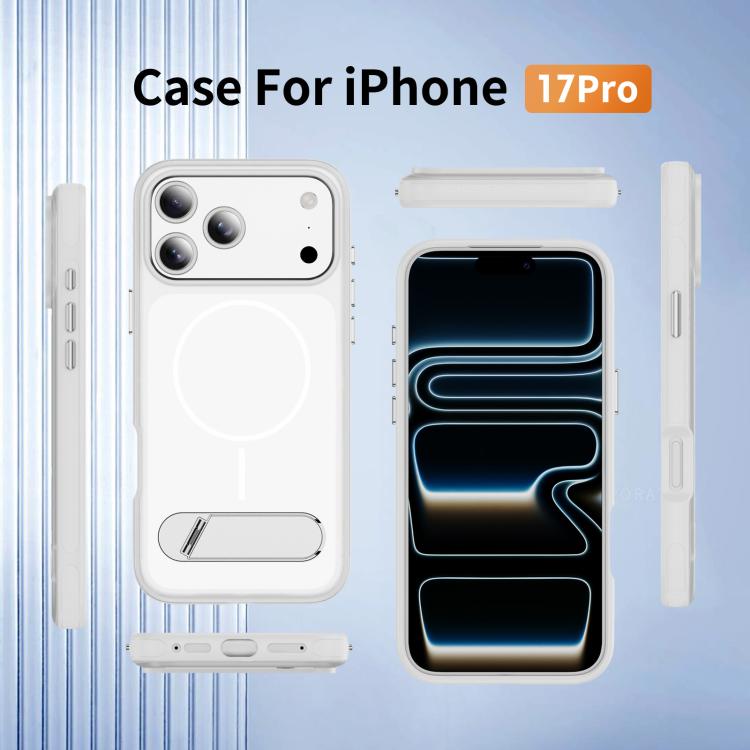 For iPhone 17 Pro Two-colors Imitation Original Magnetic Phone Case with Holder