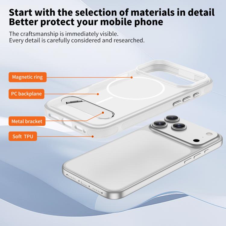 For iPhone 17 Pro Two-colors Imitation Original Magnetic Phone Case with Holder
