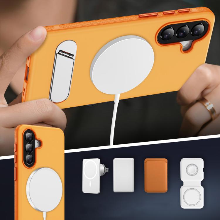 For Samsung Galaxy A57 5G Two-colors Imitation Original Magnetic Phone Case with Holder