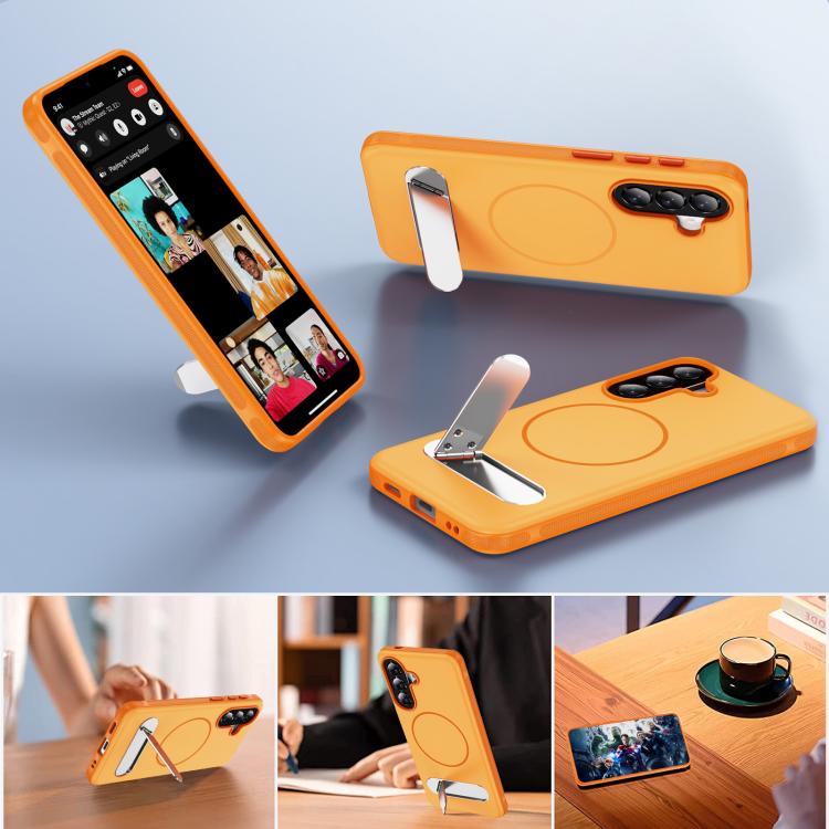 For Samsung Galaxy A57 5G Two-colors Imitation Original Magnetic Phone Case with Holder