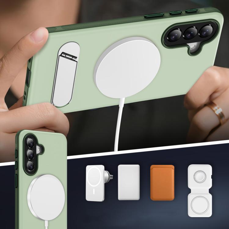 For Samsung Galaxy A57 5G Two-colors Imitation Original Magnetic Phone Case with Holder