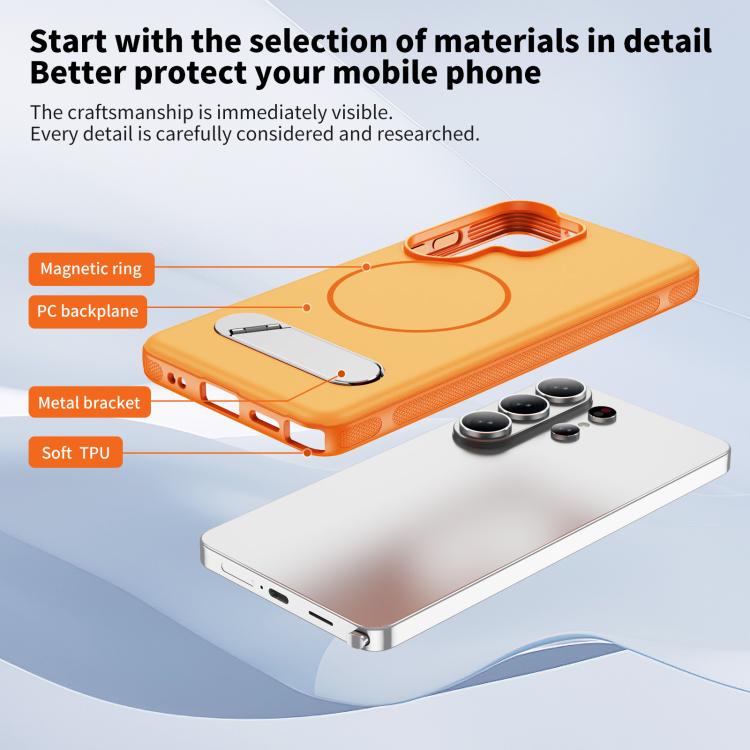 For Samsung Galaxy S26 Ultra 5G Two-colors Imitation Original Magnetic Phone Case with Holder