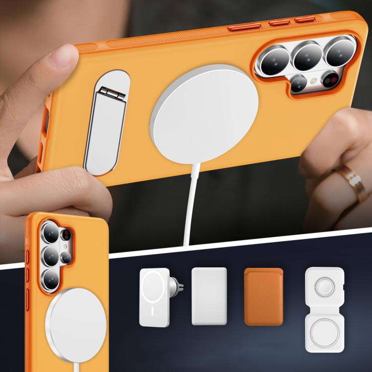 For Samsung Galaxy S26 Ultra 5G Two-colors Imitation Original Magnetic Phone Case with Holder
