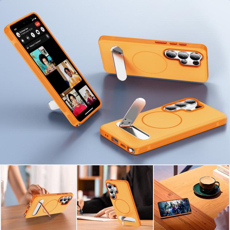 For Samsung Galaxy S26 Ultra 5G Two-colors Imitation Original Magnetic Phone Case with Holder