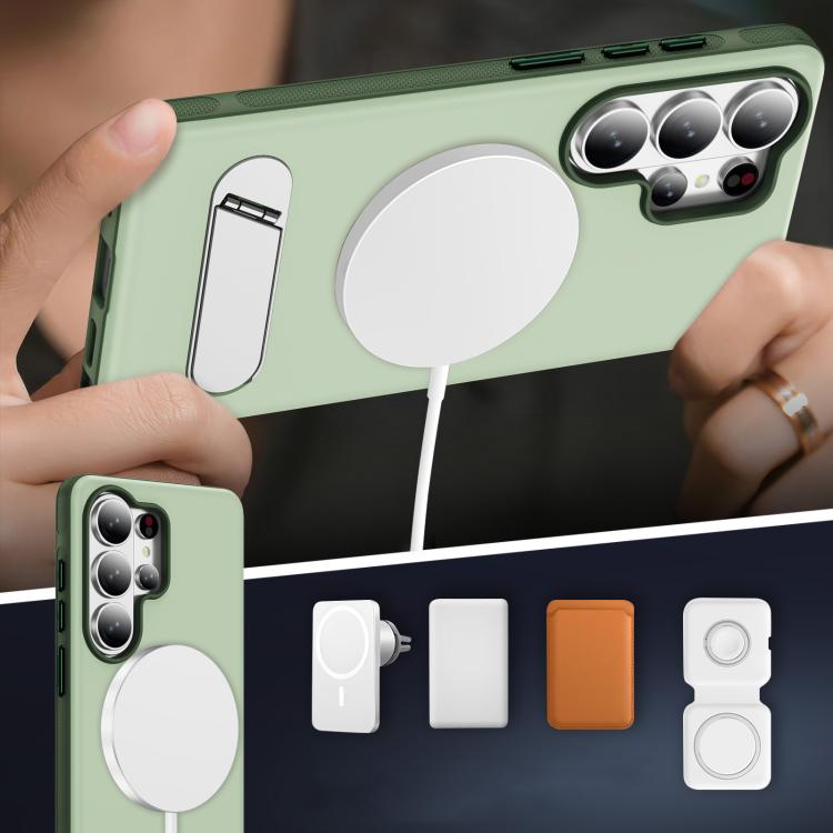 For Samsung Galaxy S26 Ultra 5G Two-colors Imitation Original Magnetic Phone Case with Holder
