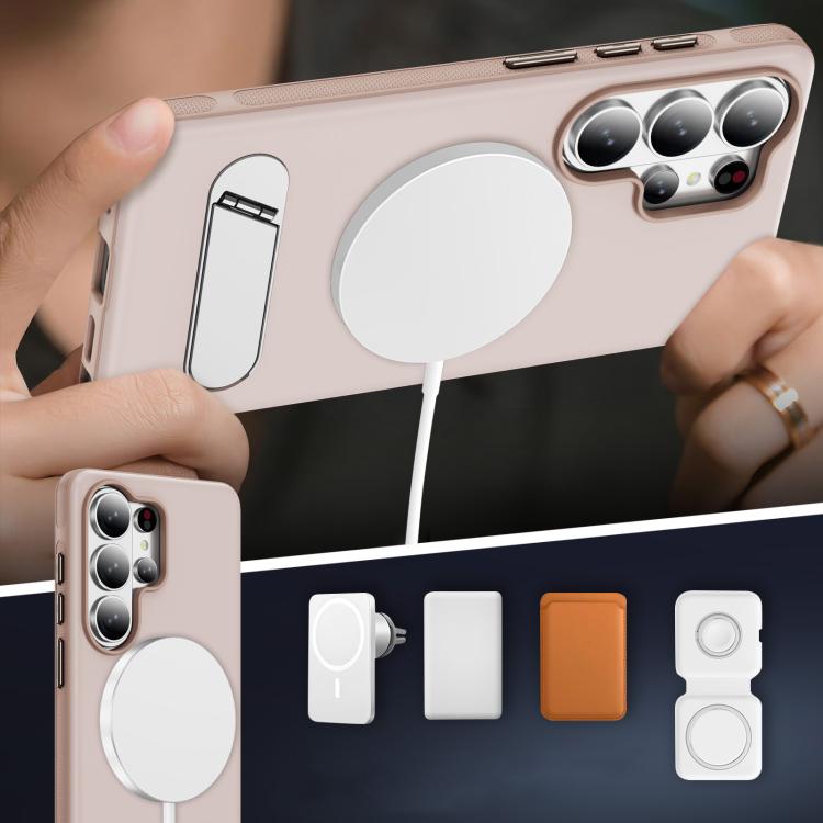 For Samsung Galaxy S26 Ultra 5G Two-colors Imitation Original Magnetic Phone Case with Holder