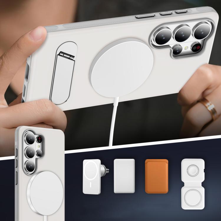 For Samsung Galaxy S26 Ultra 5G Two-colors Imitation Original Magnetic Phone Case with Holder