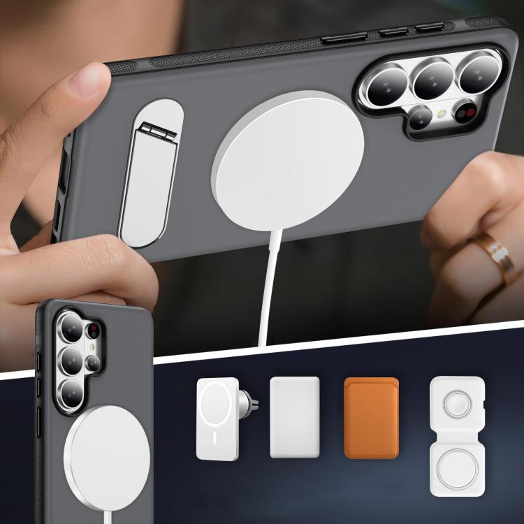 For Samsung Galaxy S26 Ultra 5G Two-colors Imitation Original Magnetic Phone Case with Holder