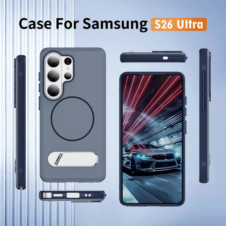 For Samsung Galaxy S26 Ultra 5G Two-colors Imitation Original Magnetic Phone Case with Holder
