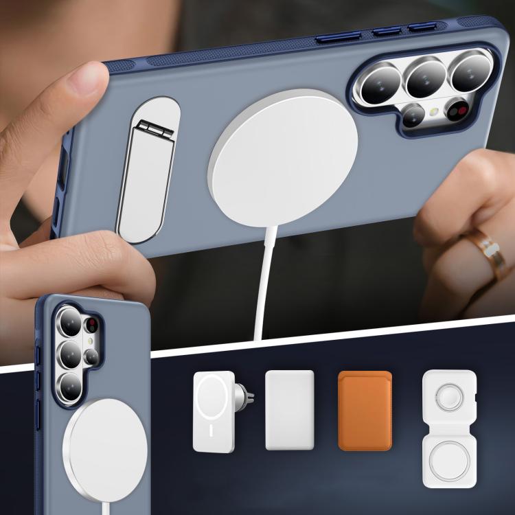 For Samsung Galaxy S26 Ultra 5G Two-colors Imitation Original Magnetic Phone Case with Holder