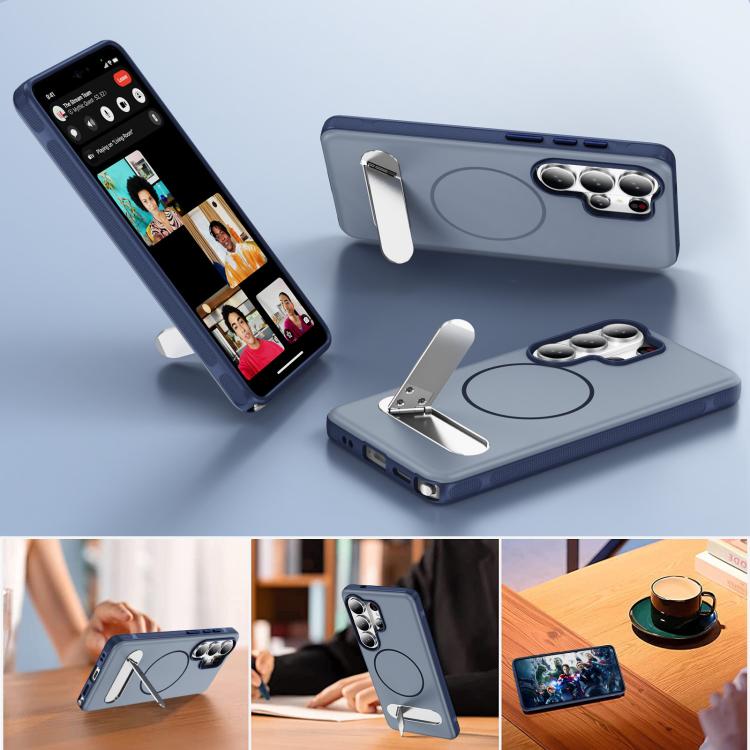For Samsung Galaxy S26 Ultra 5G Two-colors Imitation Original Magnetic Phone Case with Holder