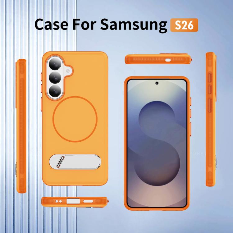 For Samsung Galaxy S26 5G Two-colors Imitation Original Magnetic Phone Case with Holder