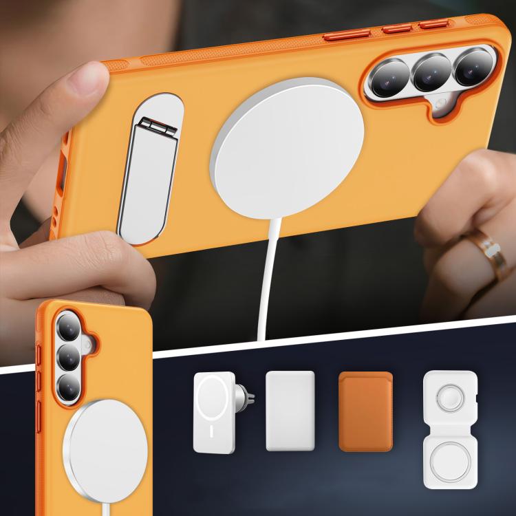 For Samsung Galaxy S26 5G Two-colors Imitation Original Magnetic Phone Case with Holder