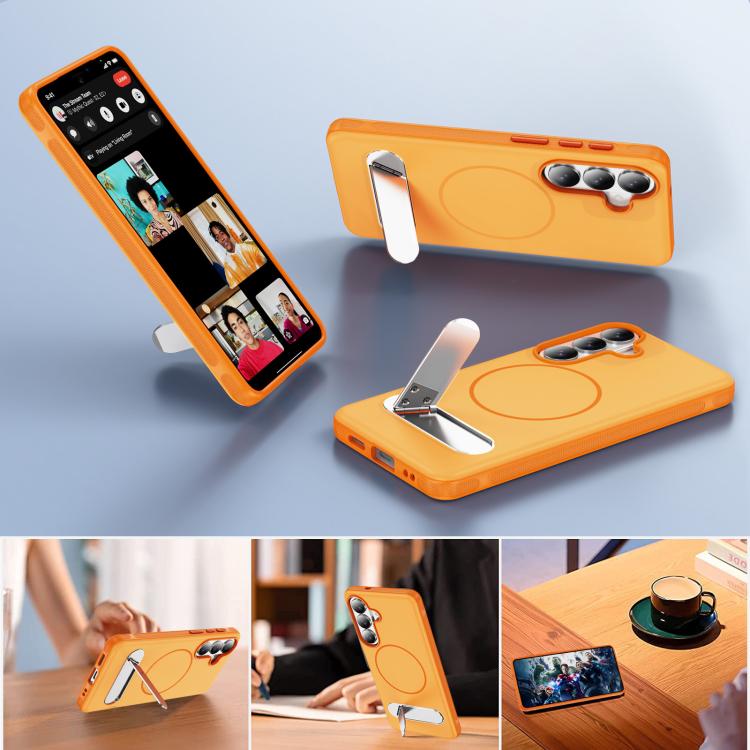 For Samsung Galaxy S26 5G Two-colors Imitation Original Magnetic Phone Case with Holder