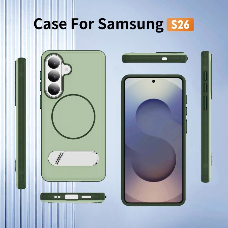 For Samsung Galaxy S26 5G Two-colors Imitation Original Magnetic Phone Case with Holder