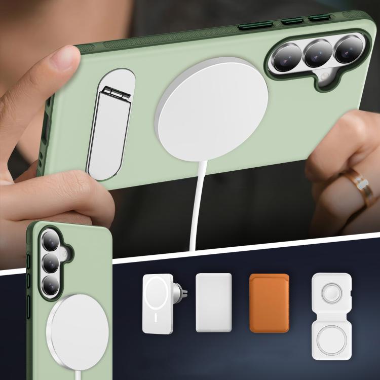 For Samsung Galaxy S26 5G Two-colors Imitation Original Magnetic Phone Case with Holder