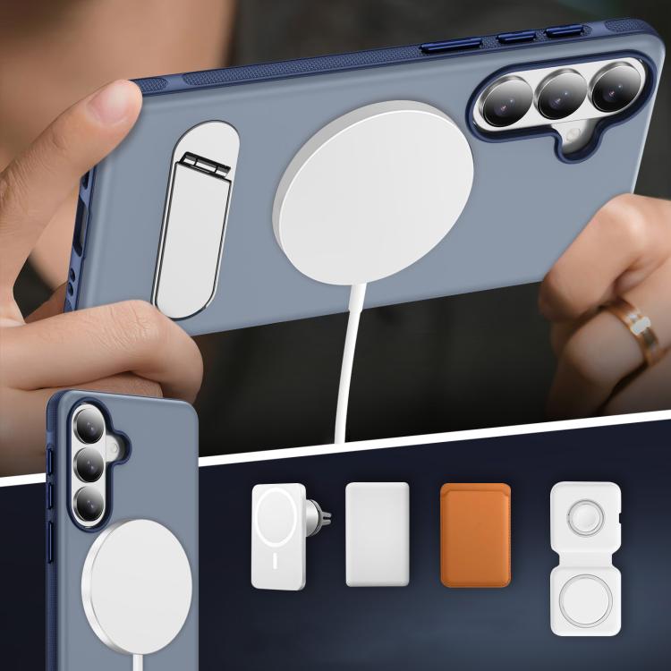 For Samsung Galaxy S26 5G Two-colors Imitation Original Magnetic Phone Case with Holder