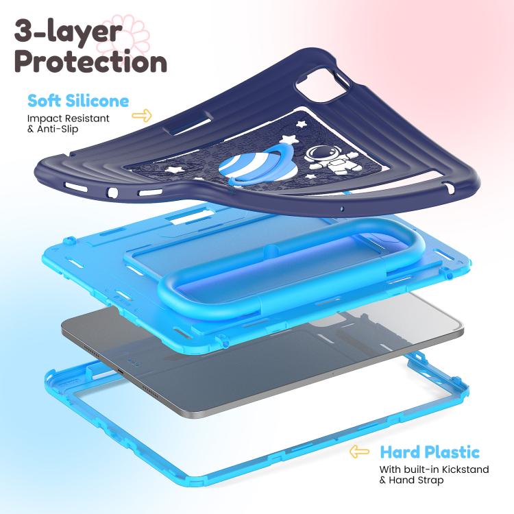For iPad Air 11 2026 / 2025 / 2024 Handle Holder Silicone Hybrid PC Tablet Case with Shoulder Strap