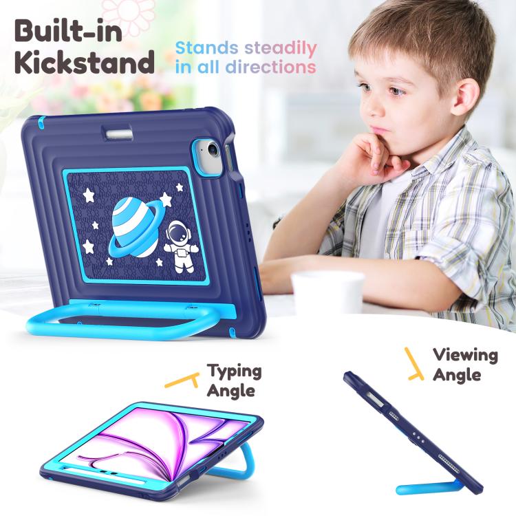 For iPad Air 11 2026 / 2025 / 2024 Handle Holder Silicone Hybrid PC Tablet Case with Shoulder Strap