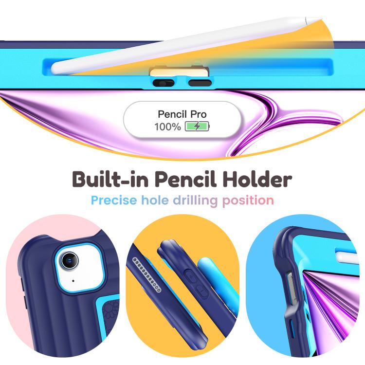 For iPad Air 11 2026 / 2025 / 2024 Handle Holder Silicone Hybrid PC Tablet Case with Shoulder Strap