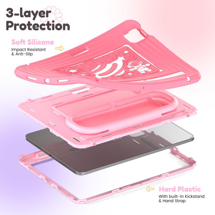 For iPad Air 11 2026 / 2025 / 2024 Handle Holder Silicone Hybrid PC Tablet Case with Shoulder Strap