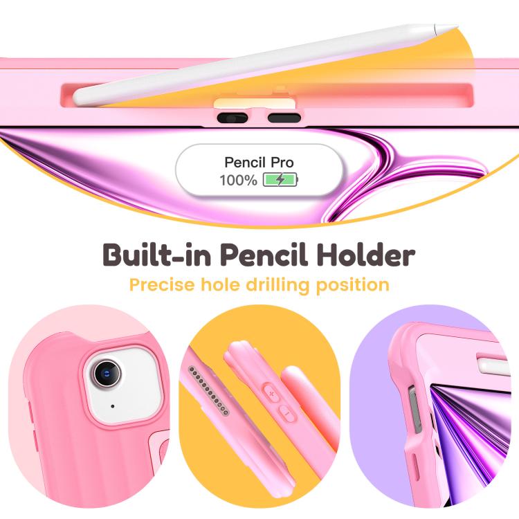 For iPad Air 11 2026 / 2025 / 2024 Handle Holder Silicone Hybrid PC Tablet Case with Shoulder Strap