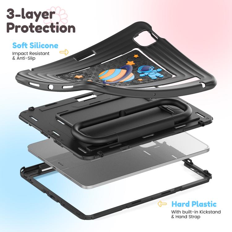 For iPad Air 11 2026 / 2025 / 2024 Handle Holder Silicone Hybrid PC Tablet Case with Shoulder Strap