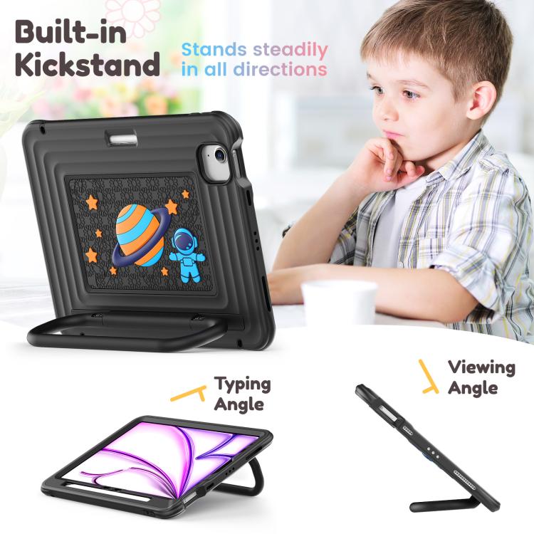For iPad Air 11 2026 / 2025 / 2024 Handle Holder Silicone Hybrid PC Tablet Case with Shoulder Strap