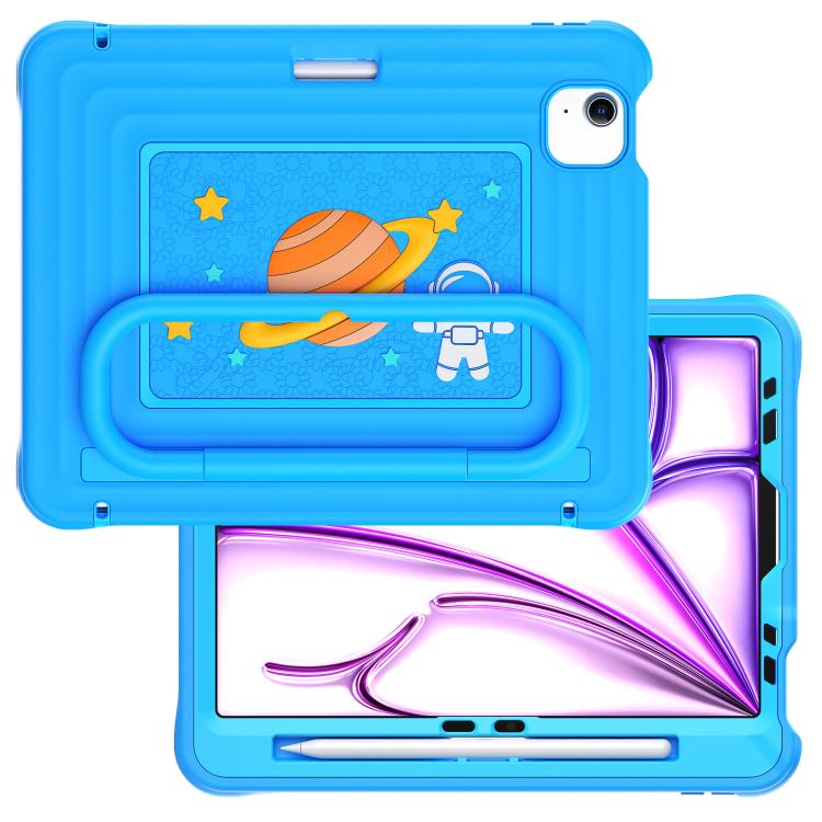 For iPad Air 11 2026 / 2025 / 2024 Handle Holder Silicone Hybrid PC Tablet Case with Shoulder Strap