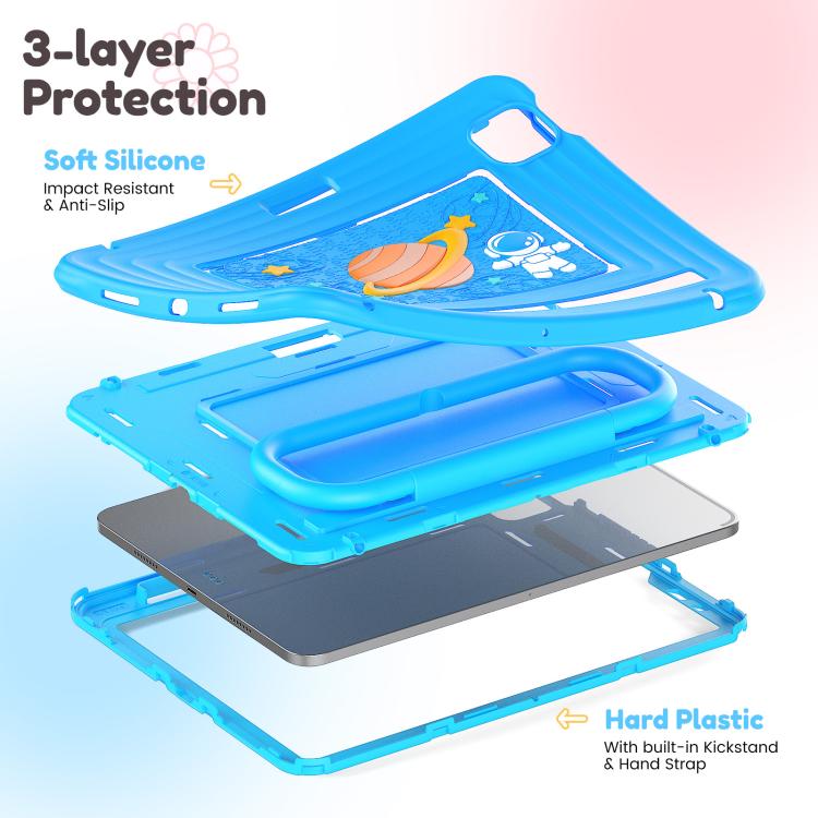 For iPad Air 11 2026 / 2025 / 2024 Handle Holder Silicone Hybrid PC Tablet Case with Shoulder Strap