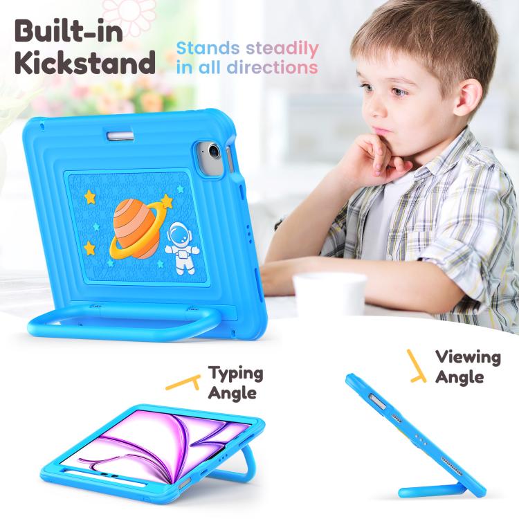 For iPad Air 11 2026 / 2025 / 2024 Handle Holder Silicone Hybrid PC Tablet Case with Shoulder Strap