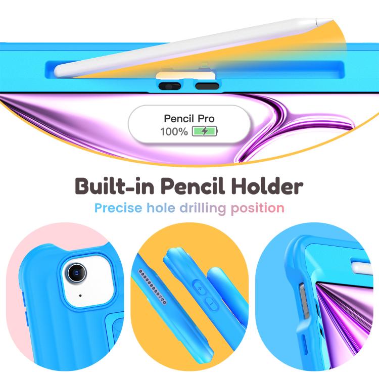 For iPad Air 11 2026 / 2025 / 2024 Handle Holder Silicone Hybrid PC Tablet Case with Shoulder Strap