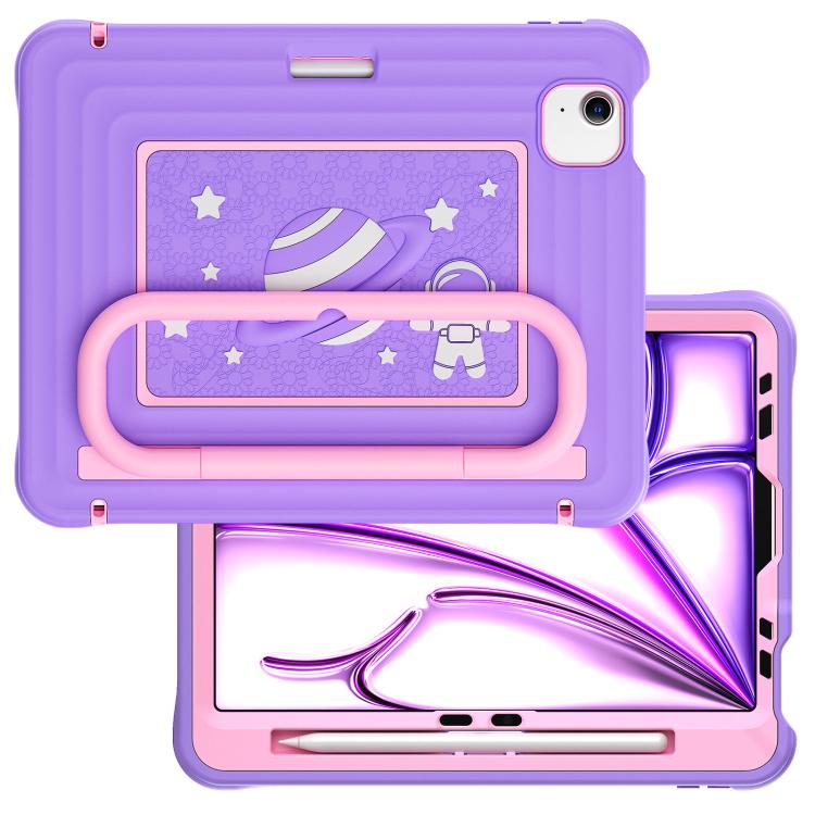 For iPad Air 11 2026 / 2025 / 2024 Handle Holder Silicone Hybrid PC Tablet Case with Shoulder Strap
