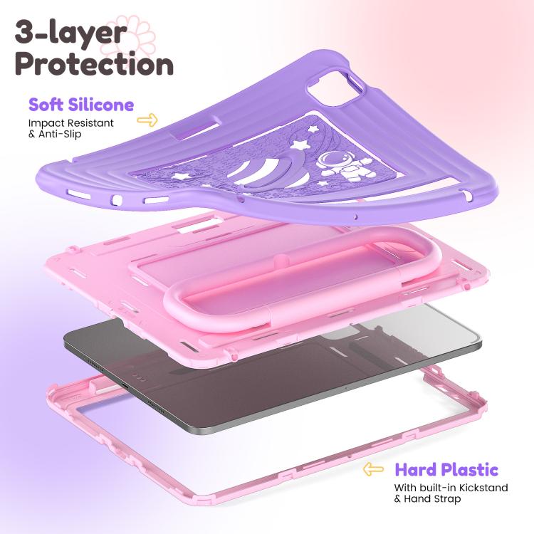 For iPad Air 11 2026 / 2025 / 2024 Handle Holder Silicone Hybrid PC Tablet Case with Shoulder Strap