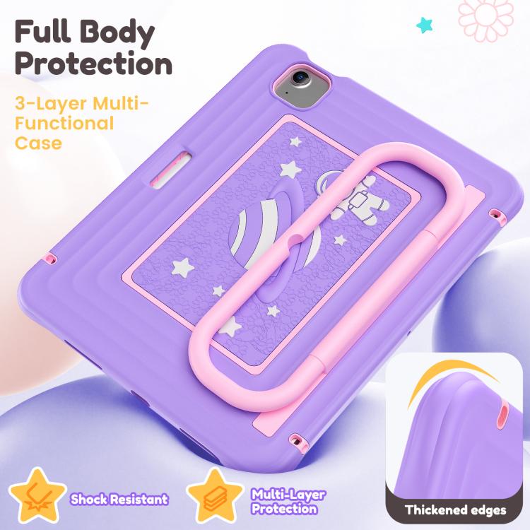 For iPad Air 11 2026 / 2025 / 2024 Handle Holder Silicone Hybrid PC Tablet Case with Shoulder Strap