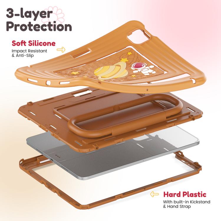 For iPad Air 11 2026 / 2025 / 2024 Handle Holder Silicone Hybrid PC Tablet Case with Shoulder Strap