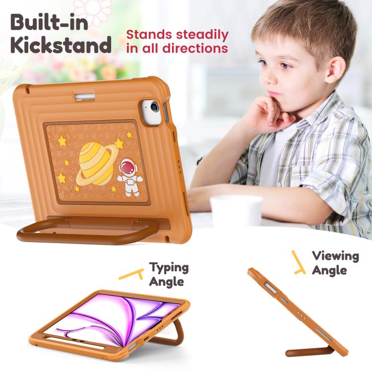 For iPad Air 11 2026 / 2025 / 2024 Handle Holder Silicone Hybrid PC Tablet Case with Shoulder Strap
