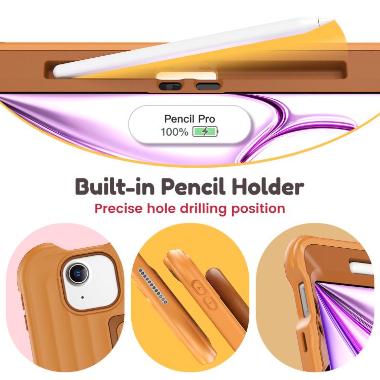For iPad Air 11 2026 / 2025 / 2024 Handle Holder Silicone Hybrid PC Tablet Case with Shoulder Strap
