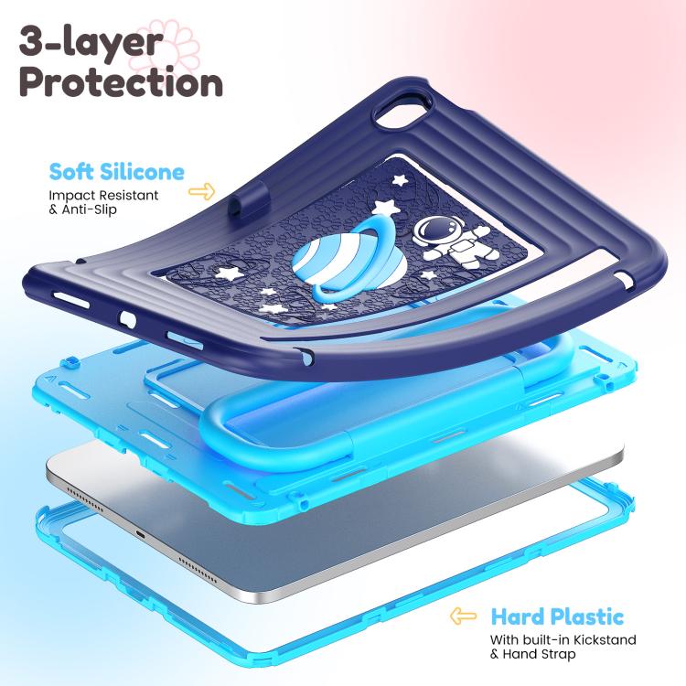 For iPad 2025 / 2022 Handle Holder Silicone Hybrid PC Tablet Case with Shoulder Strap
