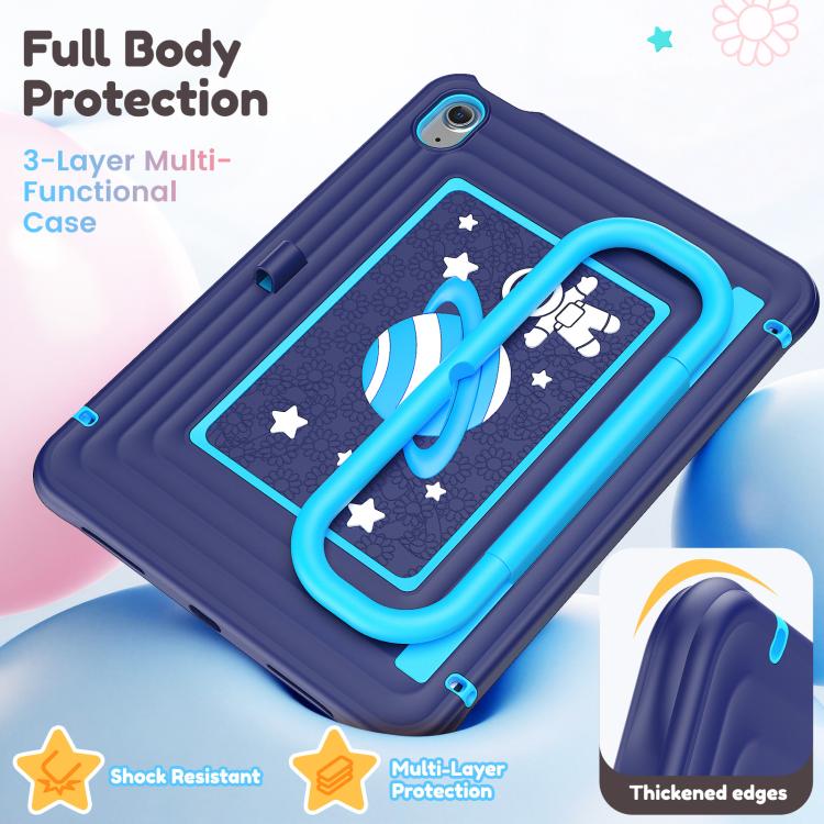 For iPad 2025 / 2022 Handle Holder Silicone Hybrid PC Tablet Case with Shoulder Strap