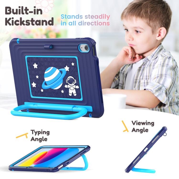 For iPad 2025 / 2022 Handle Holder Silicone Hybrid PC Tablet Case with Shoulder Strap