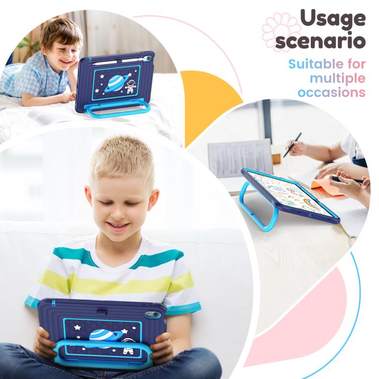 For iPad 2025 / 2022 Handle Holder Silicone Hybrid PC Tablet Case with Shoulder Strap