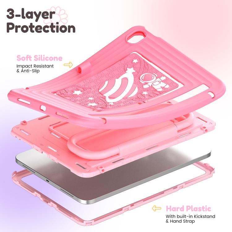 For iPad 2025 / 2022 Handle Holder Silicone Hybrid PC Tablet Case with Shoulder Strap