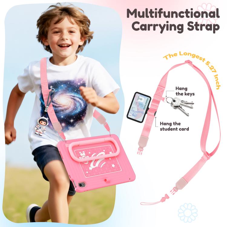 For iPad 2025 / 2022 Handle Holder Silicone Hybrid PC Tablet Case with Shoulder Strap