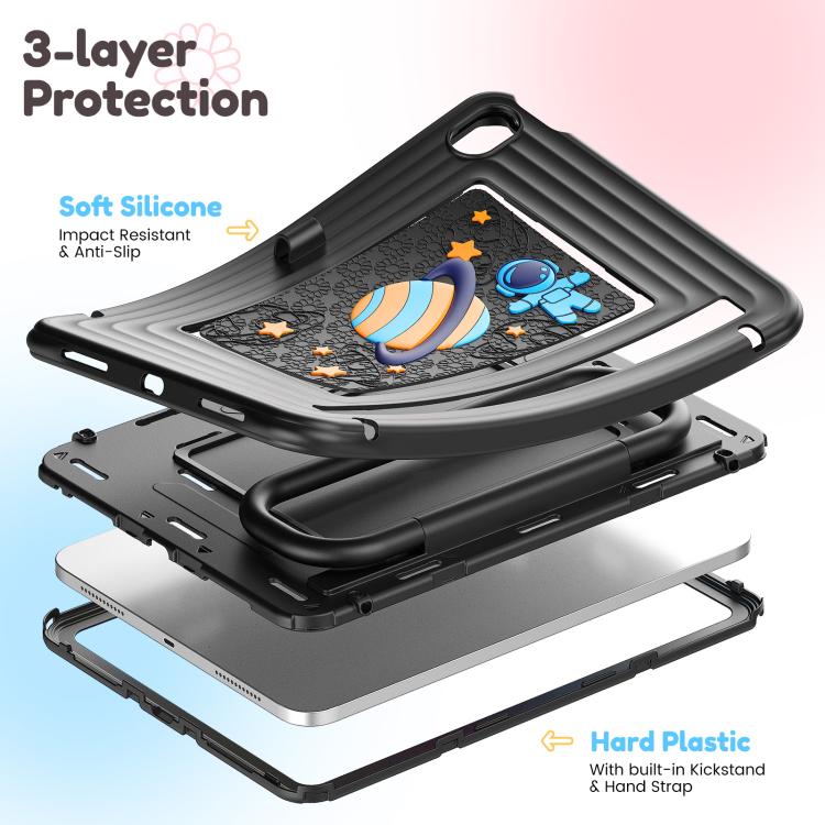 For iPad 2025 / 2022 Handle Holder Silicone Hybrid PC Tablet Case with Shoulder Strap