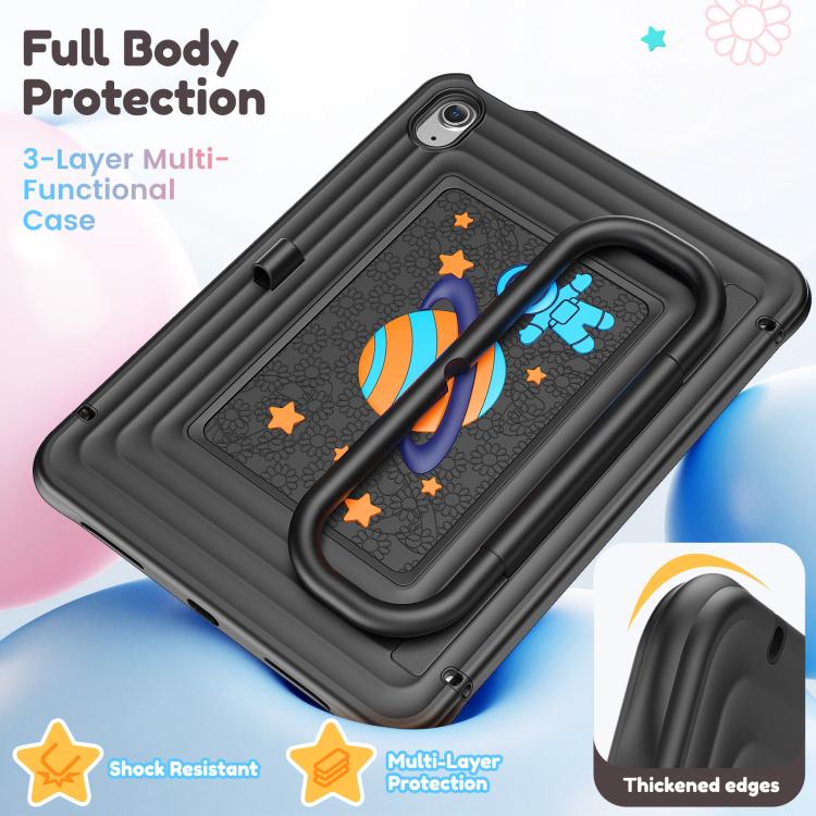 For iPad 2025 / 2022 Handle Holder Silicone Hybrid PC Tablet Case with Shoulder Strap