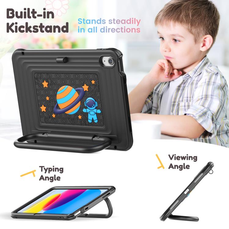 For iPad 2025 / 2022 Handle Holder Silicone Hybrid PC Tablet Case with Shoulder Strap