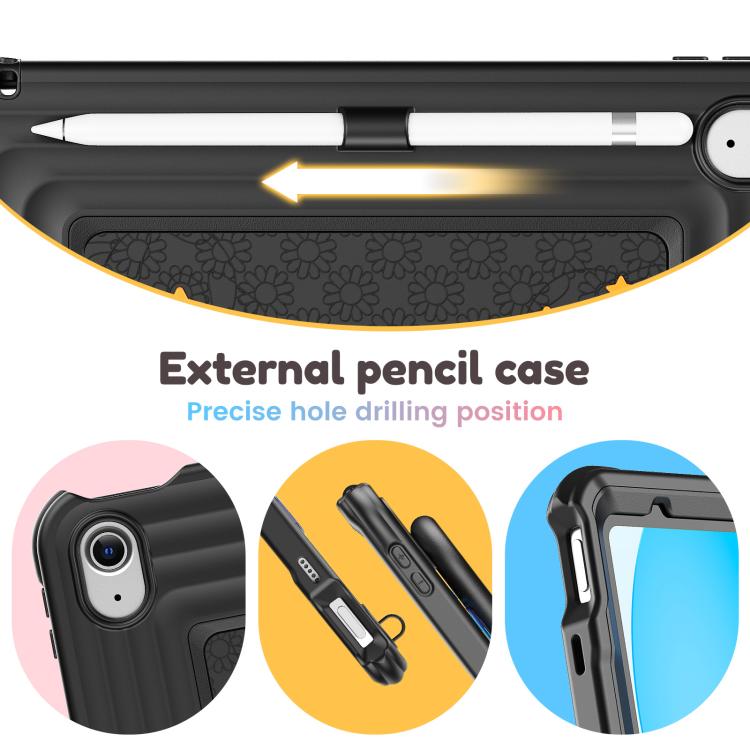 For iPad 2025 / 2022 Handle Holder Silicone Hybrid PC Tablet Case with Shoulder Strap